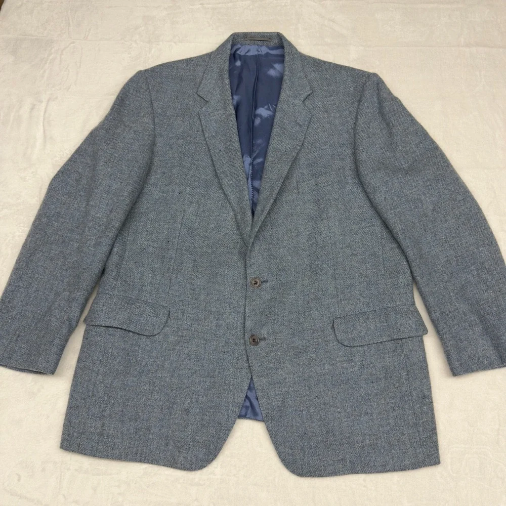 Magee Donegal Mist Tweed Blazer Mens 46R Blue Wool Mohair Cashmere Sport Coat